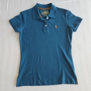Womens M Medium small U.S Polo Assn Polo collar Tshirt short sleeve teal blue